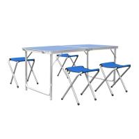 Mesa plegable, juego de 5 uds., mesa de Camping de aluminio de 120cm plegable con 4 taburetes, muebles de exterior, mesa de Picnic y silla portátil - details 9