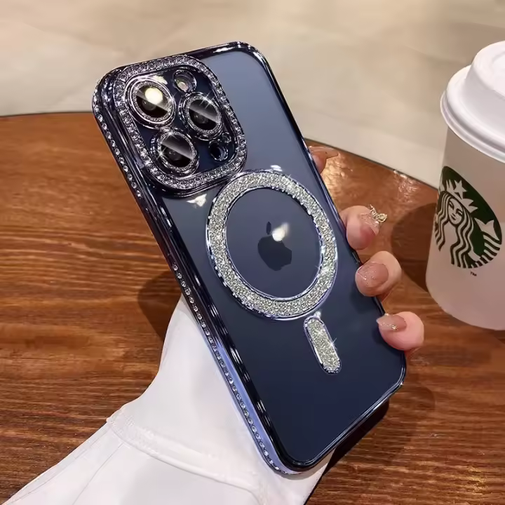 Funda transparente de diamante cristalino para iPhone 16,Compatible con MagSafe - 1
