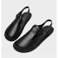 Zapatos de hombre, sandalias de cuero hechas a mano, zapatos de punta cerrada, zapatillas casuales planas sin cordones - details 1
