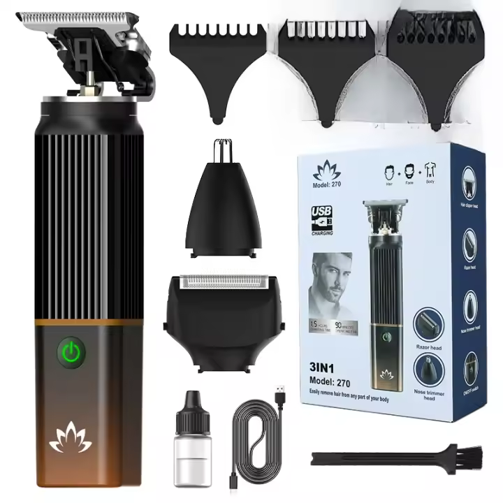 Conjunto de recortador de pelo nasal de navaja eléctrica multifuncional de tres en uno para hombres - 1