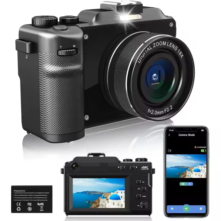Cámara Digital 4K Enfoque Automático Anti-trémolo Grabadora de Video Youtube - 1