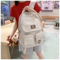 Nueva y bonita versión coreana de la mochila del campus ins para estudiantes femeninas de primaria y secundaria de gran capacidad, mochila ancha con correa para el hombro fuerte y duradera. - details 24