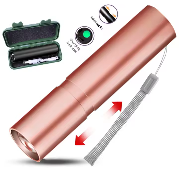 Linterna LED Recargable por USB Resistente al Agua, Telescópica, Potente Lámpara de Antorcha, Zoom de Trabajo al Aire Libre, Lanterna Portátil para Senderismo, Camping, Auto Defensa, Enseñanza, Buscado Nocturno, Exploración de Cuevas - 1