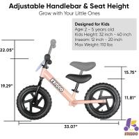 años, Edad 18 Meses a 5 años, Bicicleta de Empuje de 12 Pulgadas con Placa Individual (3 juegos de pegatinas incluidas), Bicicleta de regalo para 2-3 niños y niñas - details 16