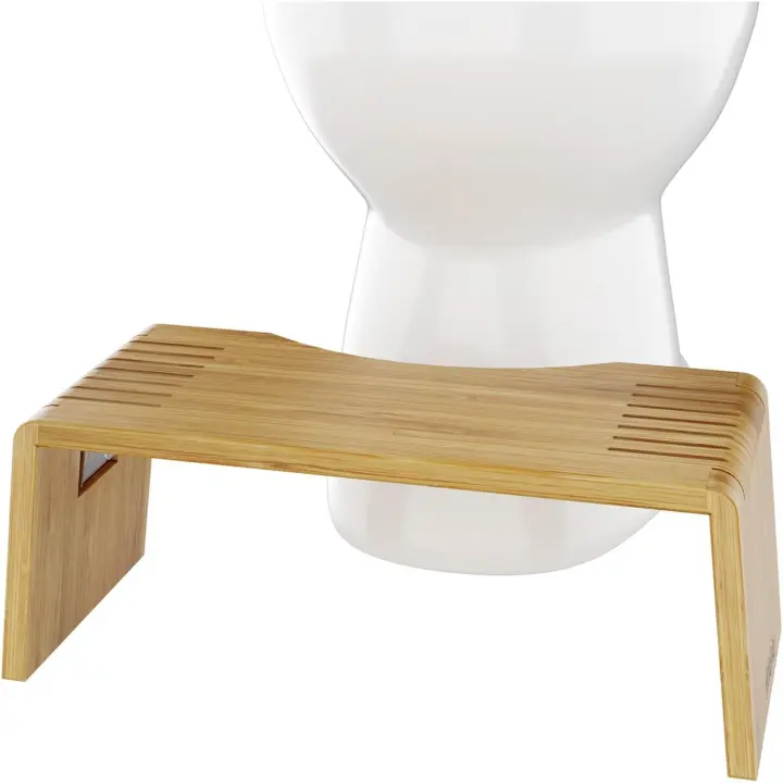 Taburete plegable de bambú para inodoro – Taburete de baño plegable de 7 pulgadas para niños y adultos, color marrón - 1