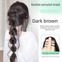 Extensiones de cabello sintético con trenzas falsas de burbujas, banda para el cabello, cola de caballo rizada y desordenada, Clip de garra, piezas de cabello postizo esponjoso para mujer - details 5