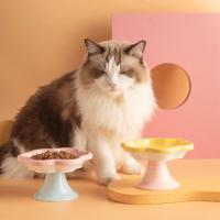 Cuenco de cerámica antivuelco para gatos, cuenco antideslizante antivómitos para mascotas, cuenco de pie alto, bonito con diseño de flores, alimentador para beber y comer para mascotas - details 8