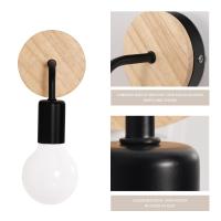 Mini aplique de pared moderno, accesorio de luz Industrial clásico con Base de madera para dormitorio, baño y pasillo, sin bombilla - details 5
