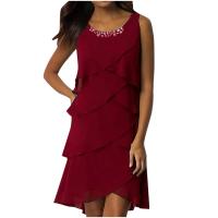 Vestido Maxi sin Mangas Elegante para Mujer Vestido Casual de Boda con Chaleco de Diamante - details 2