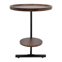 Mesa auxiliar redonda de 2 niveles, superficie de mesa auxiliar y patas resistentes para sala de estar - details 4