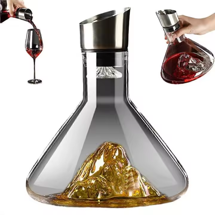 Decantador de cristal con capacidad de 1500 ml para almacenamiento y servicio - 1