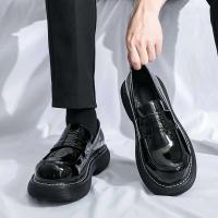 Zapatos informales de vestir para hombre, suela gruesa de charol, talla grande, suela de goma suave, moda de otoño - details 3