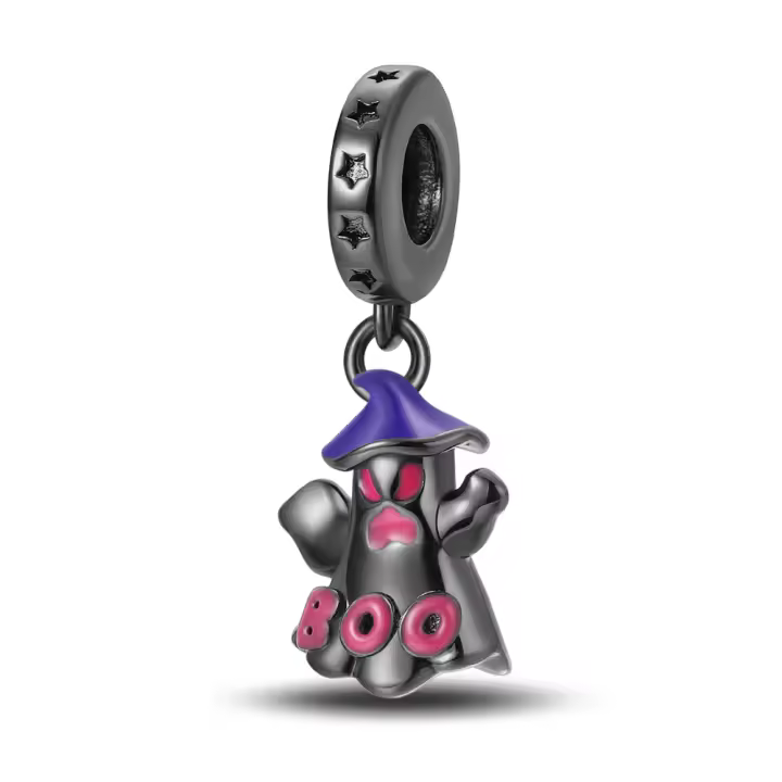 Colgante de pulsera de plata de ley 925 para mujer, colgante de fantasma negro que brilla en la oscuridad, cuentas, nuevo regalo 2024 - 1