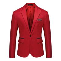 Chaqueta de Traje Elegante para Hombres Estilo de Negocios Formal Ajuste Delgado Botón Único - details 0