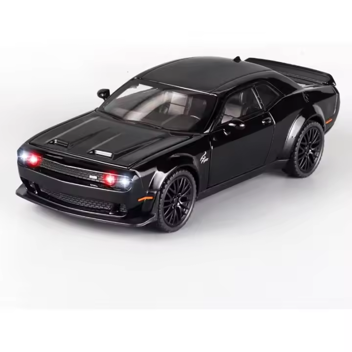 Coche de juguete de Metal para niños, modelo coleccionable, con luz y música, Hellcat, 1/32 - 1