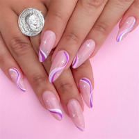 24Pcs Uñas Postizas De Póker Manicura Ballerina Removible Almendra Uñas Falsas De Decoración Para Mujeres Y Niñas Uñas Postizas De Cuchara Completo - details 6