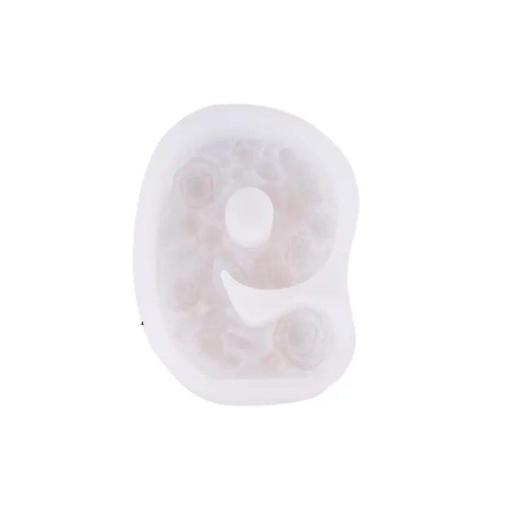 Moldes de resina de silicona con forma de número para velas, molde de yeso hecho a mano, flor de rosa, molde de jabón 3D, fabricación de velas - 1