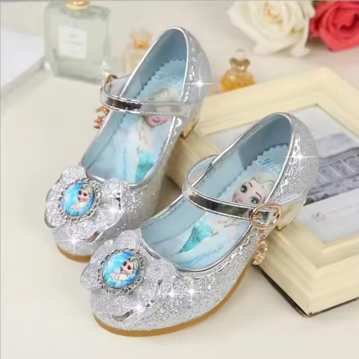 Zapatos de princesa para niña, zapatillas de Elsa para niños, zapatos de cristal con suela blanda - 1