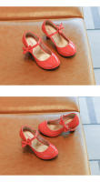 Zapatos de tacón alto para niña, calzado de princesa con pajarita de Color liso, de cuero, versátil, a la moda, para fiesta y boda, primavera y otoño - details 3