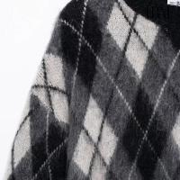 Moda mujer 2024 Otoño e Invierno nuevo jersey de punto a cuadros de diamantes casual suelto cuello redondo manga larga jersey cálido - details 3