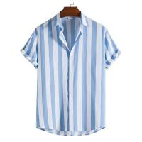 Camisa Sencilla a Rayas para Hombre Cárdigan Informal Holgado con Borla Top de Talla Grande - details 2