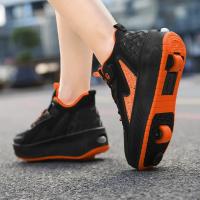 Nuevos patines luminosos de doble uso de 2 ruedas para niños y niñas estudiantes, zapatos deportivos con ruedas para exteriores. - details 5
