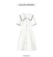 Vestido de Algodón Puro Semir Manga de Abanico Grande, Escote Ancho, Estilo Universitario para Mujeres Nueva Moda de Verano 2024 - details 9