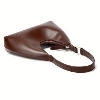 Bolso de hombro de media luna para mujer - Bolso retro para axila con cierre de cremallera, bolso de mano de cuero de grano superior de gran capacidad para desplazamientos y viajes, bolso de mano versátil en café, marrón claro, blanco, rosa, negro - details 4