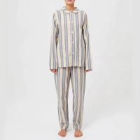 Conjunto de 2 piezas de blusa de manga para hombre y mujer, camisa y pantalones largos con estampado de rayas vintage, ropa de estar por casa - details 18