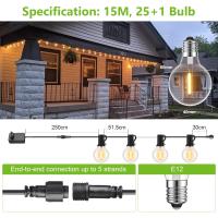 Exterior Jardin 45,7M, 24V Luces Exterior con 75+2 Bombillas, Impermeable Luce Jardin para Terraza, Café, Cobertizos, Bodas, Pérgolas - details 10