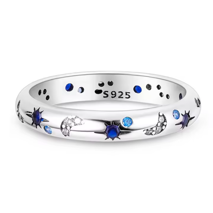 Anillo de Plata de Ley 925, anillo de corazón Rojo Elevado para Mujer, surrounded cúbica CZ, Estrella, Luna, Flor, joyería de Boda, anillos, Regalos - 1
