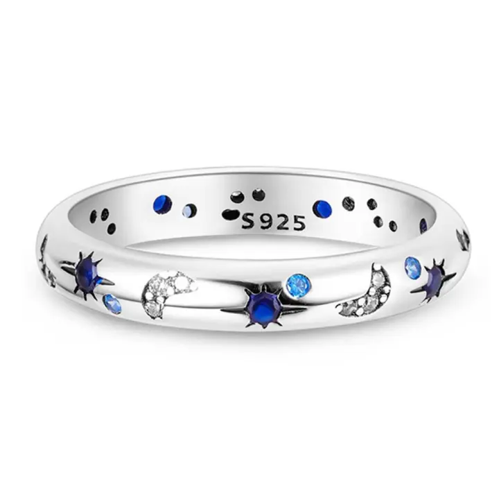 Anillo de Plata de Ley 925, anillo de corazón Rojo Elevado para Mujer, surrounded cúbica CZ, Estrella, Luna, Flor, joyería de Boda, anillos, Regalos - 1