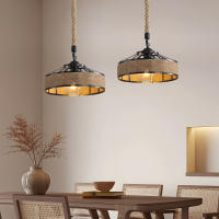 Lámpara Colgante Metal  de Estilo Rústico con 80CM Cuerda de Cáñamo, Iluminación Interior Retra para Sala de estar, Dormitorio, Comedor, Cafetería, E27 Sin Bombilla - details 7