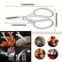 Tijeras de cocina mejoradas, tijeras de cocina versátiles, tijeras para alimentos resistentes aptas para lavavajillas, tijeras de cocina afiladas de acero inoxidable antideslizantes, para uso en cocina, pollo, aves de corral, pescado, carne, etc. - details 0