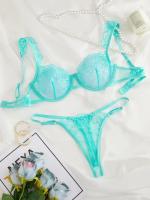 Conjunto de ropa interior de encaje Sexy para mujer, lencería erótica para mujer, sujetador transparente, Tanga, Mini picardías, calzoncillos, mono blanco 2024 - details 0