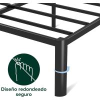 90x190 cm - Altura 41 cm con almacenamiento debajo de la cama - Estructura de cama de plataforma de metal - Negro - details 15