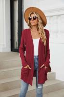 Cardigan de Punto Abierto Casual Abrigo Medio Estilo Y2K para Mujer Moda Callejera Elegante - details 15