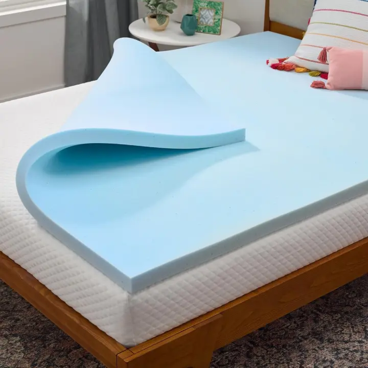 LINENSPA Cubrecolchón de espuma viscoelástica con infusión de gel de 2 pulgadas, doble - 1