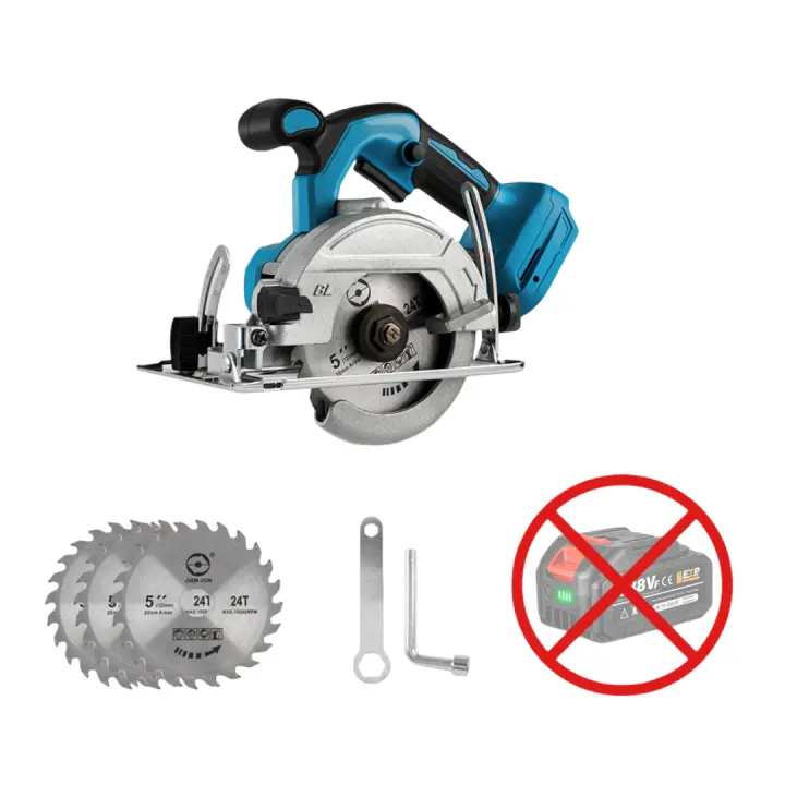Sierra circular eléctrica YOFIDRA sin escobillas 5 en 1 de 125 mm, herramienta de corte eléctrica para carpintería con ajuste, compatible con batería Makita de 18 V. - 1