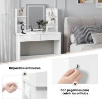 Mesa de Maquillaje Moderna con Espejo y Luces LED Regulables 2 Cajones Grandes y 4 Estantes - details 23