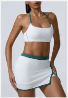 Conjunto de dos piezas de sujetador y pantalones cortos de entrenamiento de yoga, conjunto deportivo de mujer Fiess yoga Tre elástico de retales - details 8