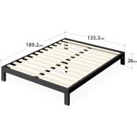 Arnav Cama 135x190 cm - Altura 26 cm - Somier de plataforma de metal con soporte de listones de madera - Negro - details 1