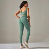 Conjunto de yoga acanalado sin costuras para mujer, ropa de gimnasio, sujetador con elevación, leggings, top de entrenamiento, chándal deportivo, 2 piezas - details 16