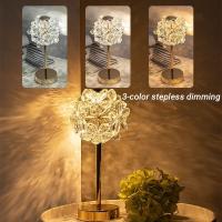 Lámpara de cristal con pantalla, lámpara de mesa de cristal, decoración romántica regulable, luz de escritorio, 3 luces de colores, luces suaves, lámpara de noche moderna - details 3