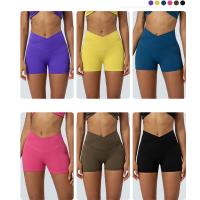 Pantalones Cortos de Yoga de Melocotón Cintura Alta, Elástico, Transpirable, Ajuste Cruzado, Material de Nylon Ideal para Entrenamiento, Comodidad Deportes y Ropa - details 2
