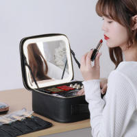 Bolsa de maquillaje LED inteligente con espejo para mujer, estuche de cosméticos de viaje profesional de cuero PU, impermeable, de gran capacidad, nuevo - details 10