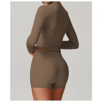 Top de yoga de manga larga para mujer, logotipo personalizado, ropa deportiva de gimnasio, top de fitness sin costuras, ropa de yoga elástica, camiseta de yoga para mujer - details 8