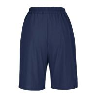 Pantalones Cortos de Lino y Algodón para Mujer Color Sólido, Cintura Suelta, Bolsillo, Botón, Moda Casual - details 32