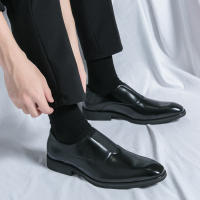 Zapatos Formales para Hombres Color Sólido, Tacón Bajo, Comodidad y Moda en Cuero de Juventud Transpirable - details 14
