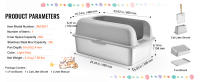 SucceBuy XL Caja de arena para gatos de acero inoxidable, 6 pulgadas de profundidad, sin olores, con estribo filtrante, pala y lados altos, fácil de limpiar, ideal para gatos grandes, capacidad de 30 litros - details 5